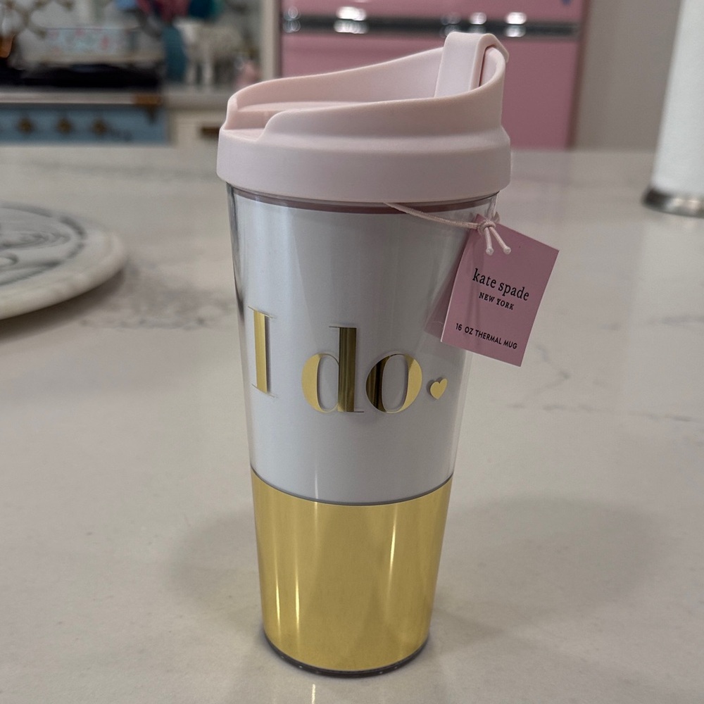 kate spade White, Gold & Pink 'I do' Travel Mug